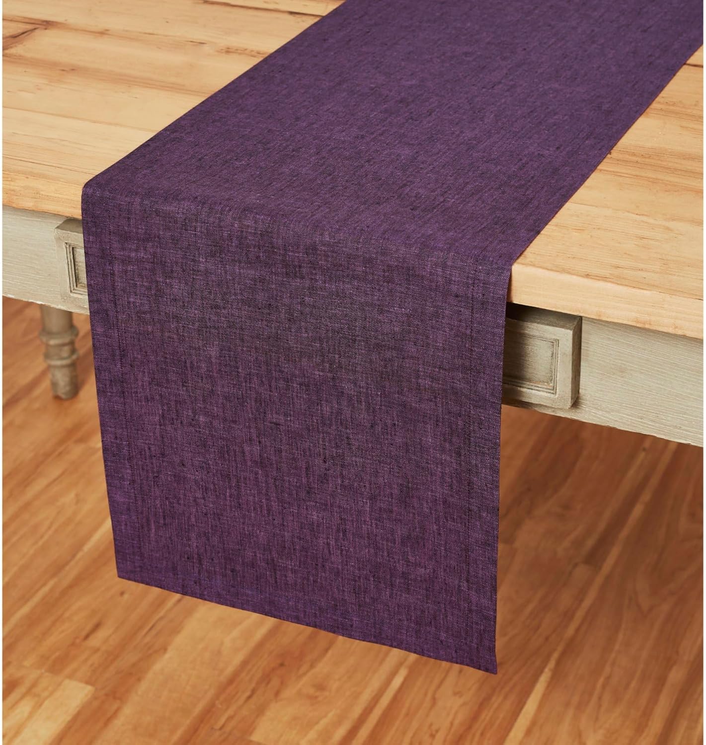 Solino Home Linen Table Runner 48 Inches - 100% Pure Linen Grape Table Runner 14 x 48 Inch Ideal for Dresser and Coffee Tables - Fall, Autumn, Halloween, Thanksgiving, Holiday - Athena