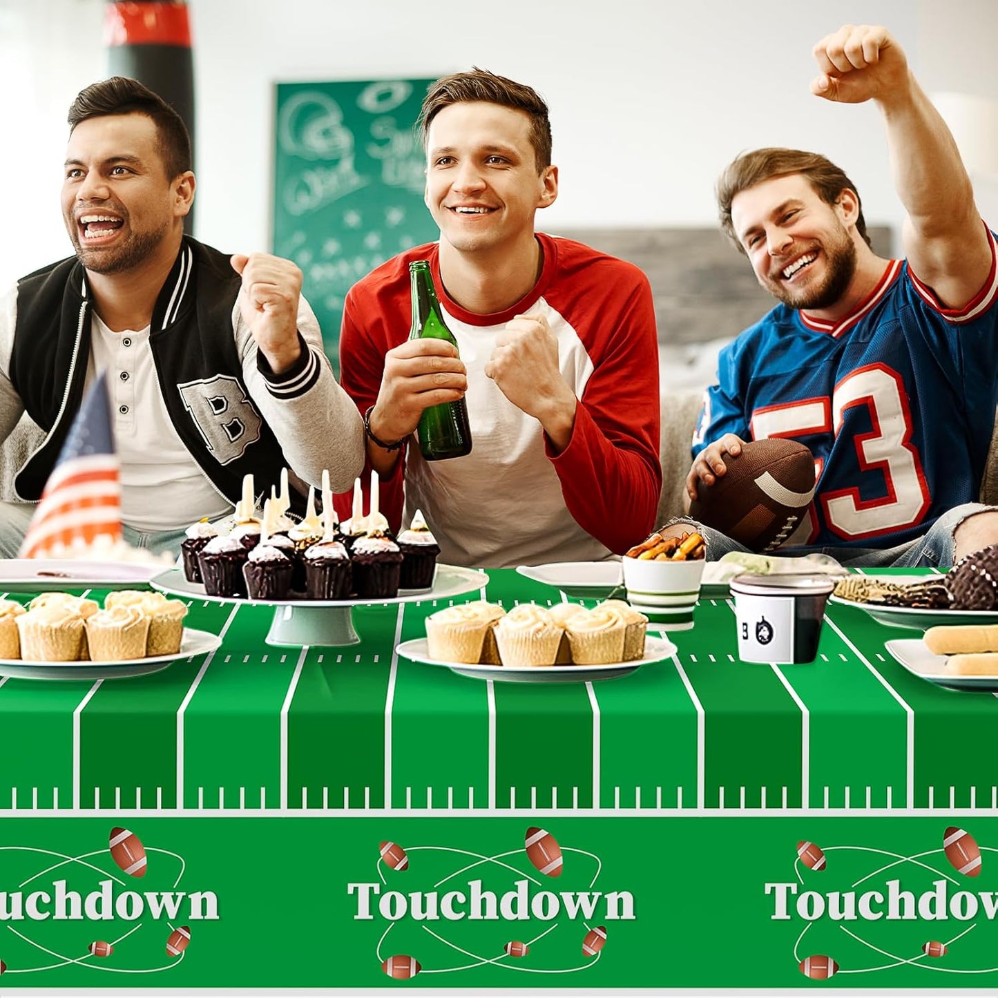 Childom Football Party Decorations,3 Pack Football Tablecloth Disposable Plastic Tablecloth 54" X 108" Plastic Table Cloth for Rectangle Tables,Birthday Party Decor,Parties Supplies for Home,Dinner