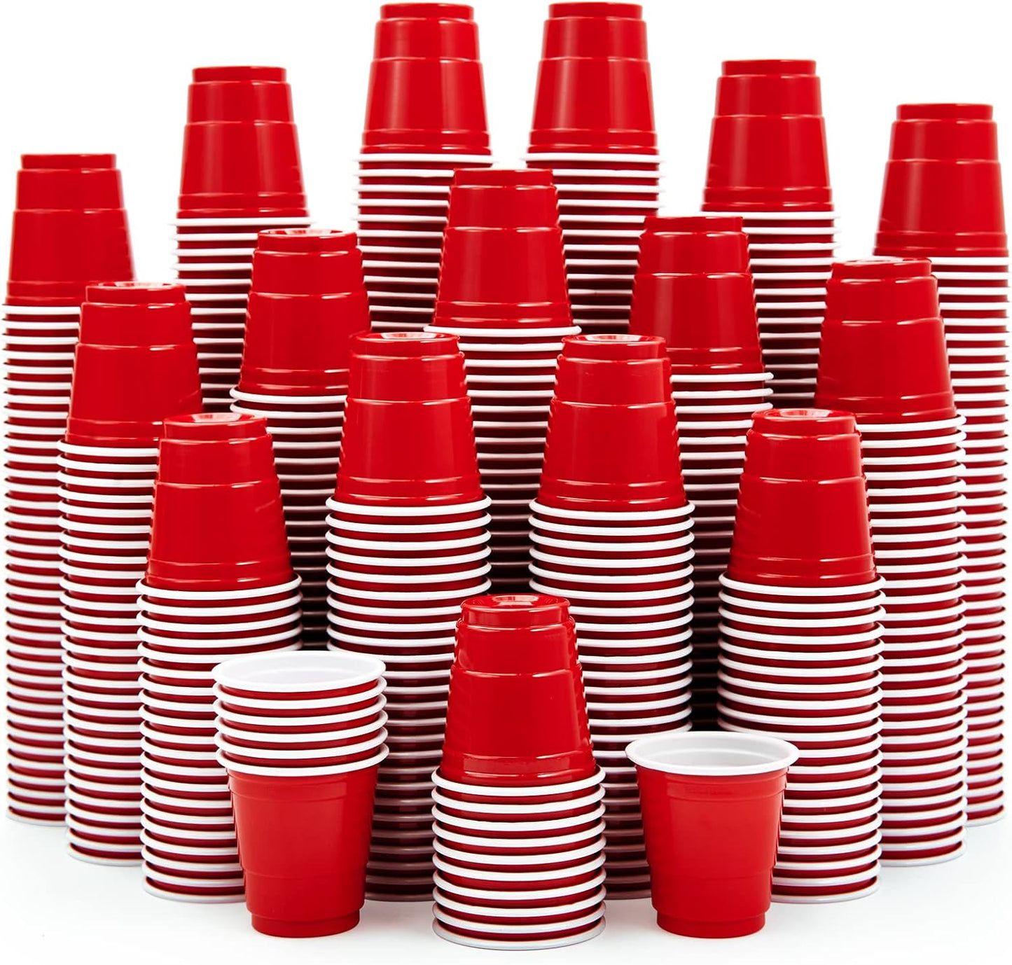 Lilymicky 1080 PACK 2 oz Plastic Shot Glasses, Mini Red Disposable Shot Cups for Parties, Carnivals, and Any Events