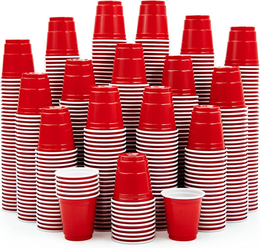 Lilymicky 1080 PACK 2 oz Plastic Shot Glasses, Mini Red Disposable Shot Cups for Parties, Carnivals, and Any Events