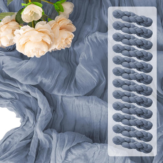 12 Pack Dusty Blue Table Runner 10FT Cheesecloth Table Runner 21 x 120 inch Boho Gauze Cheese Cloth Table Runner Rustic Sheer Table Runner for Party Wedding Bridal Baby Shower Birthday Table Decor