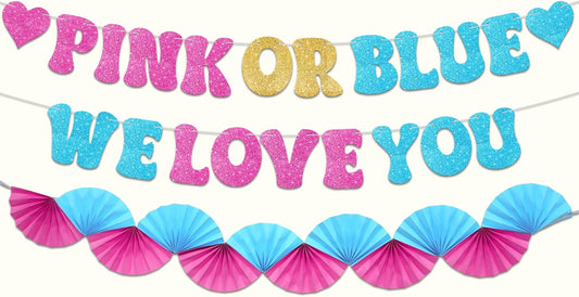 KatchOn Pink or Blue Fans and Heart Banner