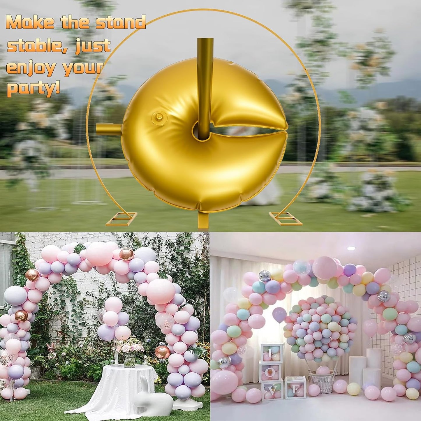 4 Pcs Water Weight Bags for Backdrop Stand,Slit Style Gold Balloon Arch Weights With funnel Water Fillable Balloon Arch Stands Base for Wedding Birthday Party Graduation Christmas Decor (Each 10 Lbs)