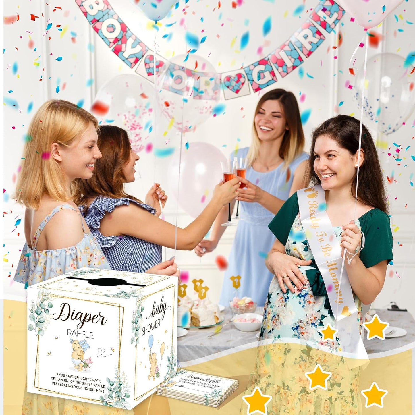 Winnie the Pooh Baby Shower Decorations-Winnie Baby Shower Decorations-Winnie Baby Shower Games-Pooh Party Decorations-Baby Shower Diaper Raffle Box