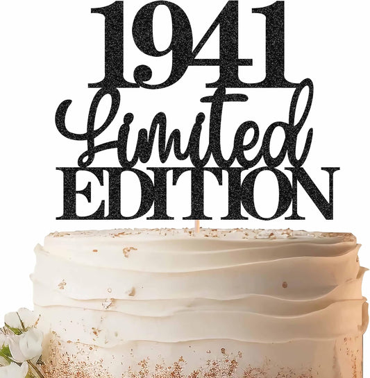 Limited EDITION 1941 Cake Topper - Black Glitter Happy 84th Birthday Party Cake Decoration Supplies, Cheer to 84 Years Cake Bunting Decor for 84th Birthday Party Photo Booth Props