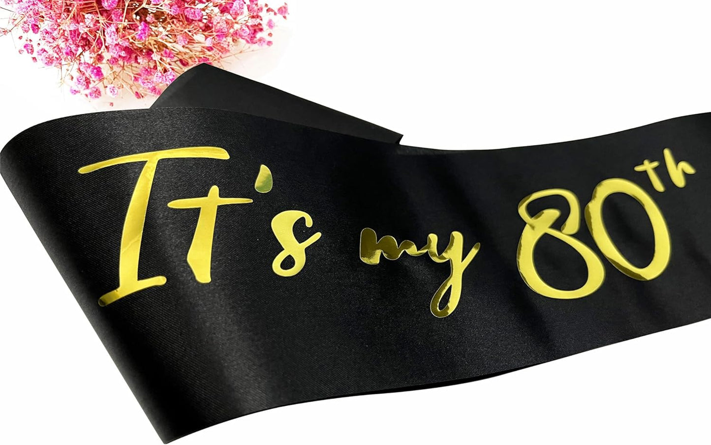 80th Birthday Sash, It's My 80th Birthday Sash Black Gold, 80 Birthday Decorations Gifts for Women Men Happy 80th Birthday Party Favor Supplies