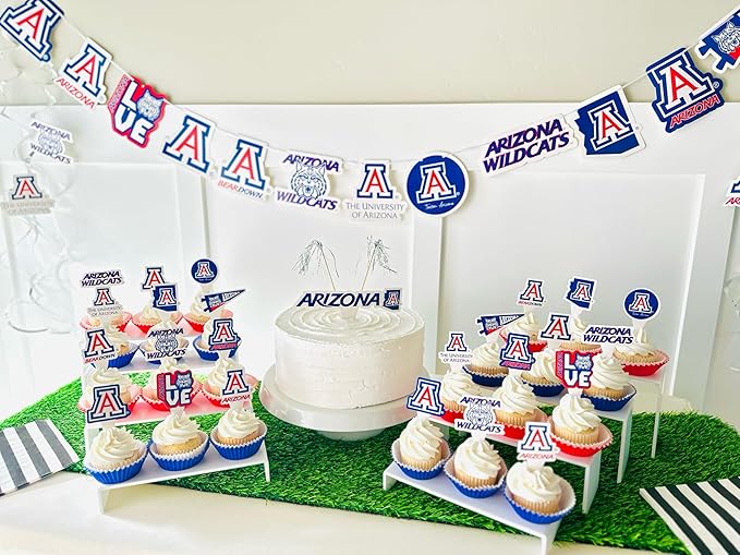 University of Arizona Party Supplies for Football, Birthday Gift, UA Graduation Party Banner and Cake Toppers (42 Pieces) (Arizona Wildcats)