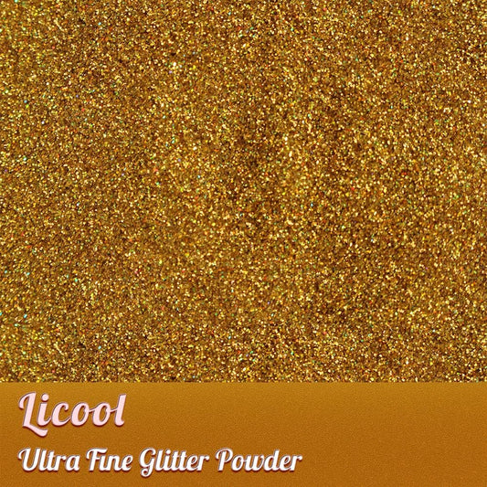 Holographic Extra Fine Glitter Powder, 100g Craft Glitter for Epoxy Resin, Iridescent Sequins, Loose Glitter for Face Body Hair Eye, Cosmetic Glitter for Festival Decoration (Laser Gold)