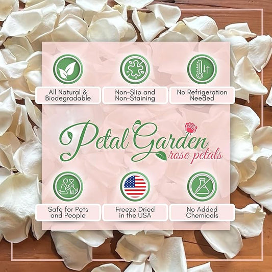 Rose Petals for Wedding Decoration, Bridal Toss, and Aisles, 10 cups, Freeze Dried, Use within 1 month (Whisper)