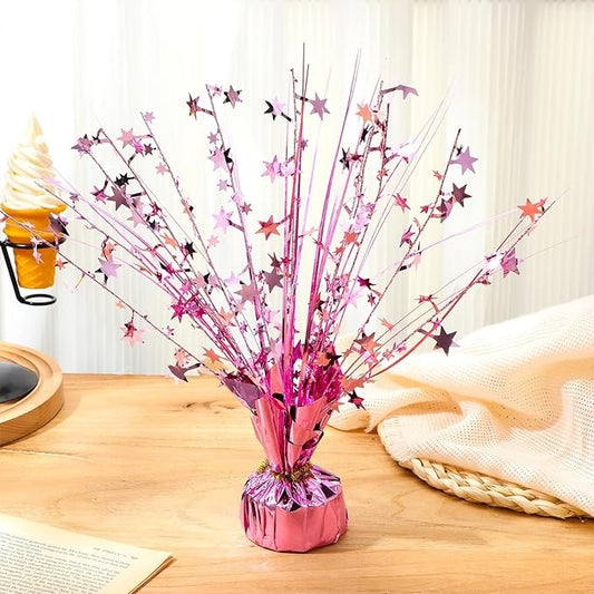 Crowye 6 Pcs Metallic Foil Spray Centerpiece Christmas Party Star Fall Table Decoration Table Decor for Birthday Party Season Holiday(Light Purple,Small Star)