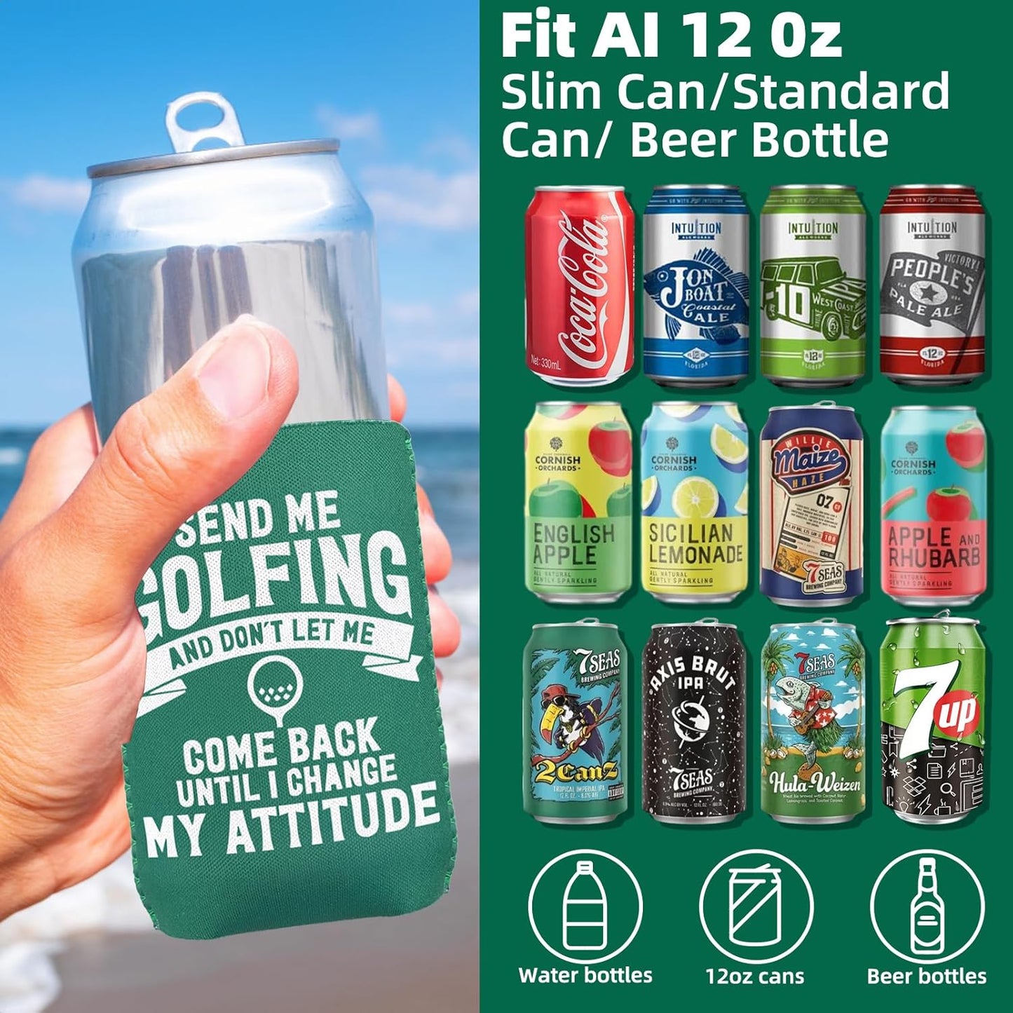 For Golf Party Decorations,Beer Can Cooler Funny Koozies For Bachelorette Party Gifts Neoprene Insulator Drink Glasses (12)