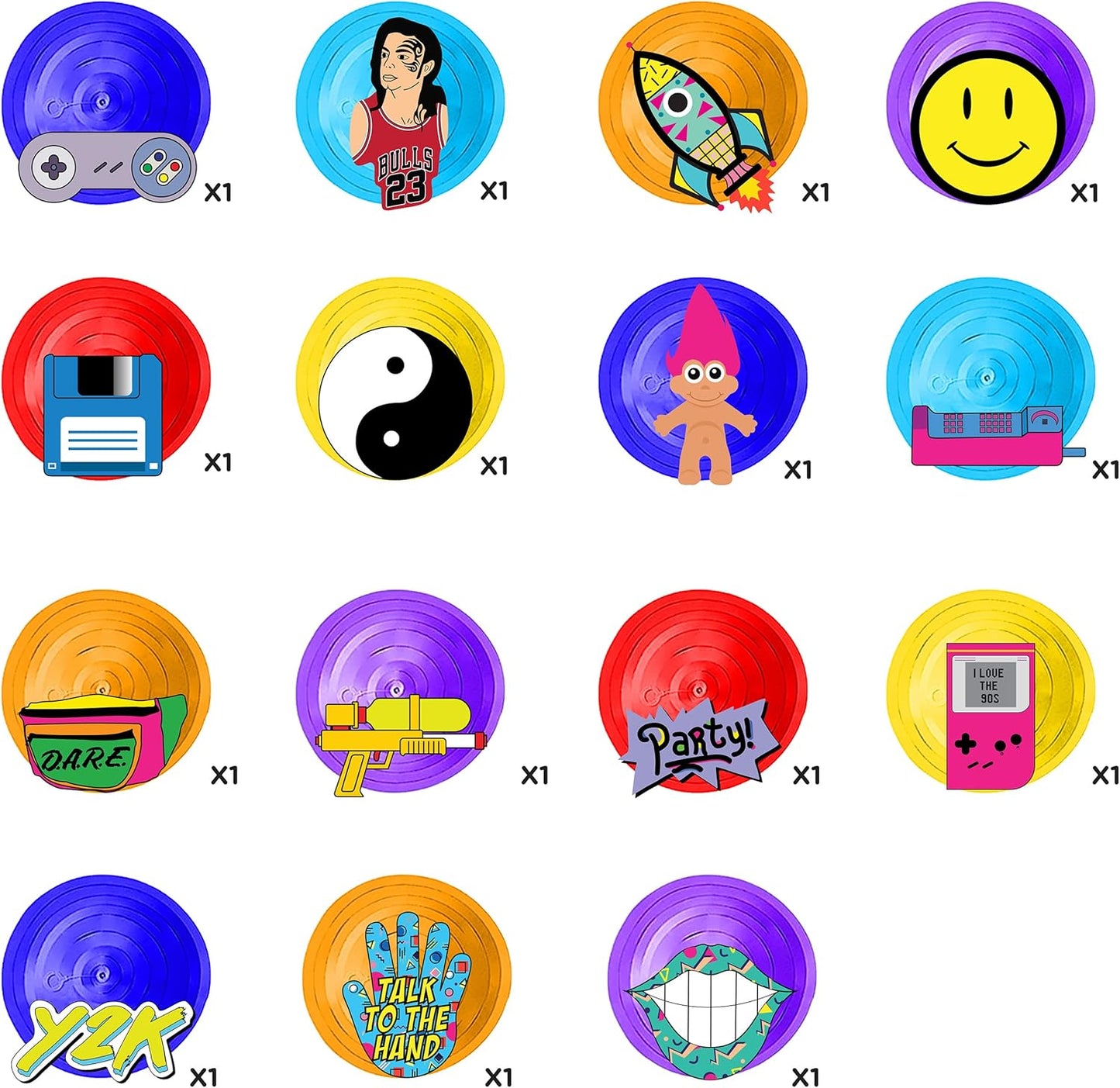 32 Piece 90s Party Hanging Swirls Decorations, Throwback 1990s Themed Party Supplies and Favors
