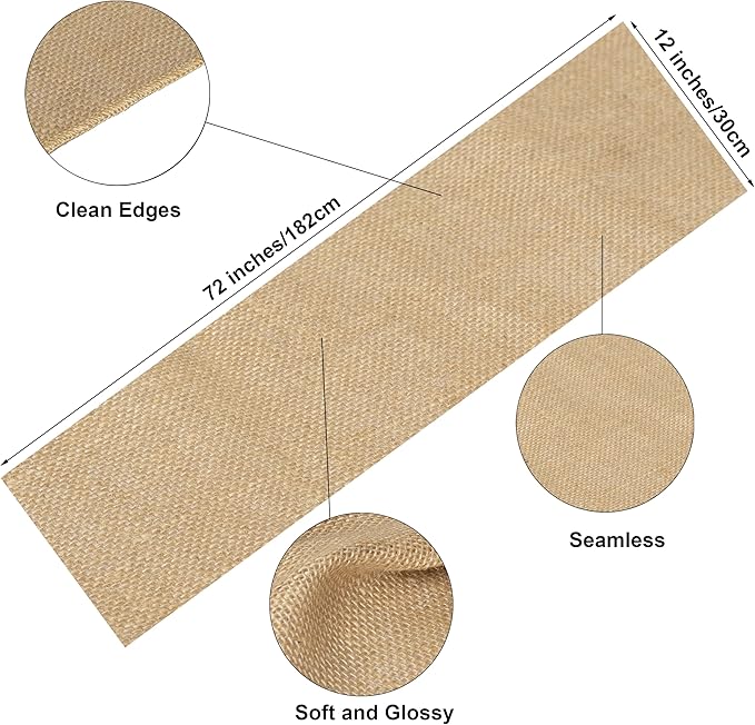 10 Pack Natural Burlap Table Runners (12 x 72 Inch) | Rustic Jute Table Runners for Wedding, Farmhouse, Thanksgiving, Coffee Table Decor Cover, Fall Décor & Parties