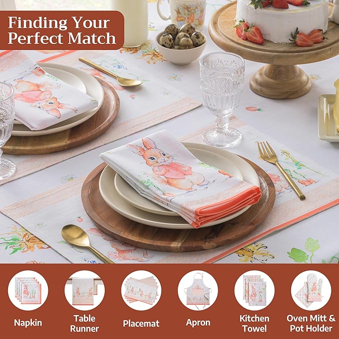 Maison d' Hermine Table Cloth Rectangle Table 100% Cotton 60 x 120 Inches Tablecloth Reusable Decorative for Dining Room Farmhouse Home Valentines Day Decorations Spring Summer - Bunny Party