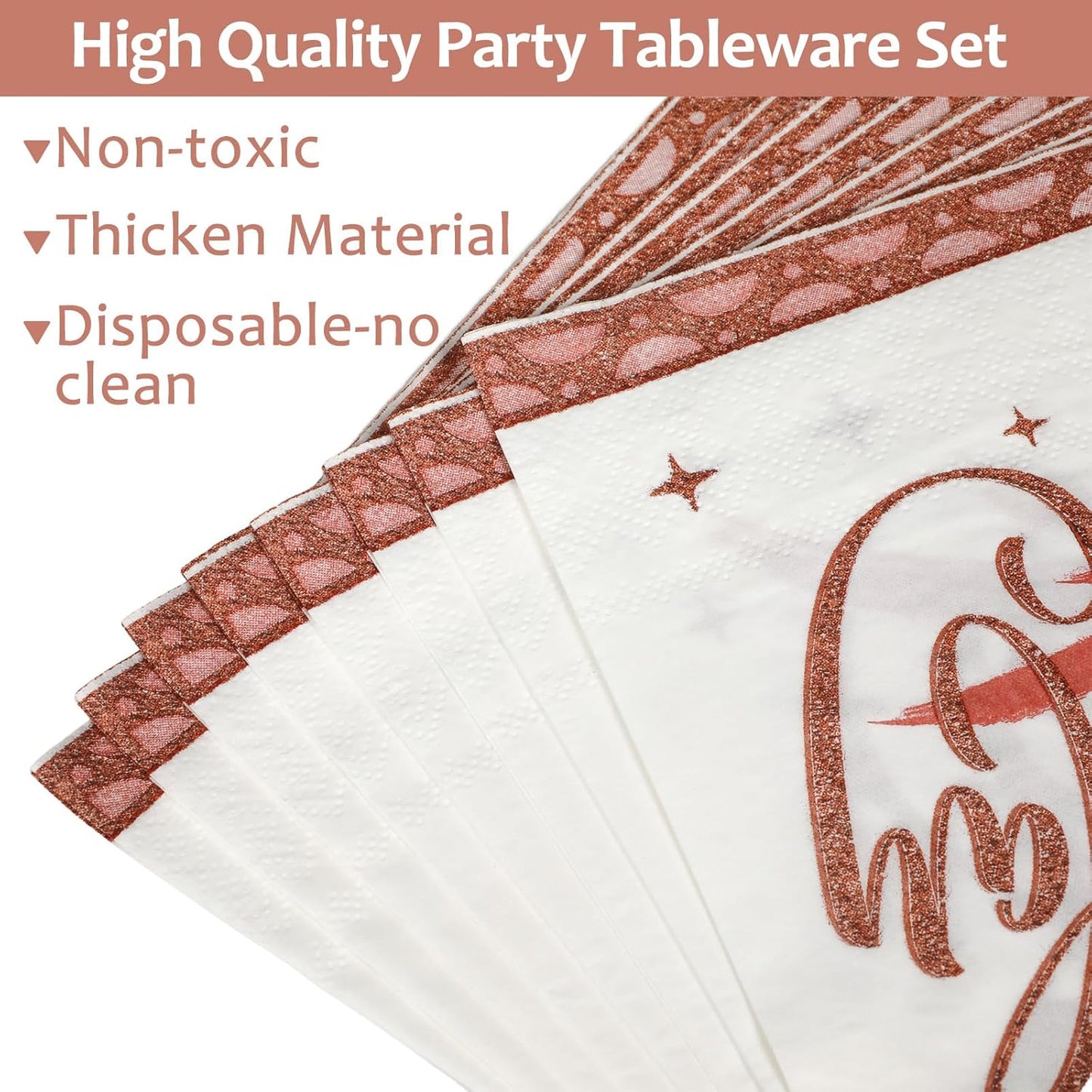 50 Guests 80th Birthday Plates and Napkins 80th Birthday Decorations for Women Rose Gold Happy Birthday Party Fabulous Tableware Set Cheers To 80 Years Party Supplies Table Decors for Girl 200PCS