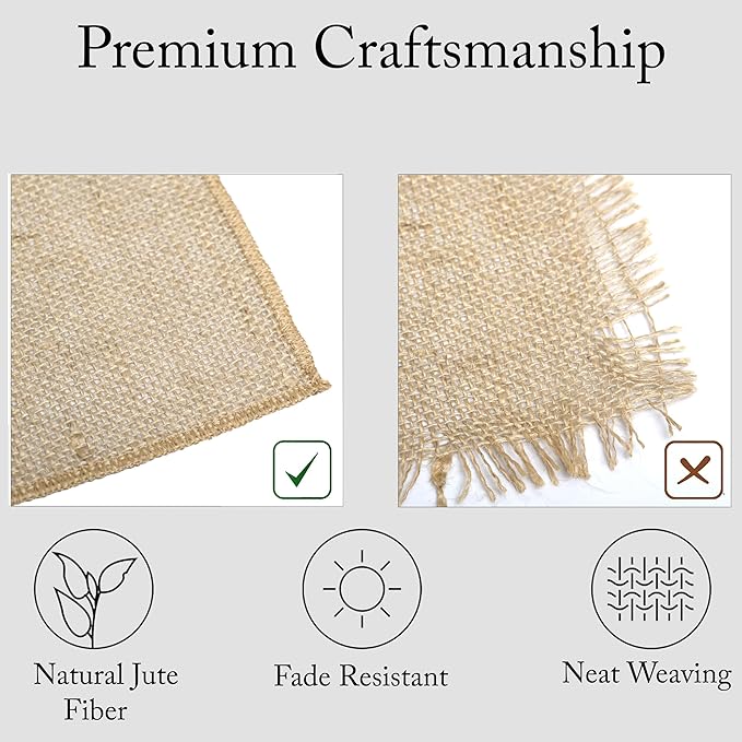 10 Pack Natural Burlap Table Runners (12 x 72 Inch) | Rustic Jute Table Runners for Wedding, Farmhouse, Thanksgiving, Coffee Table Decor Cover, Fall Décor & Parties