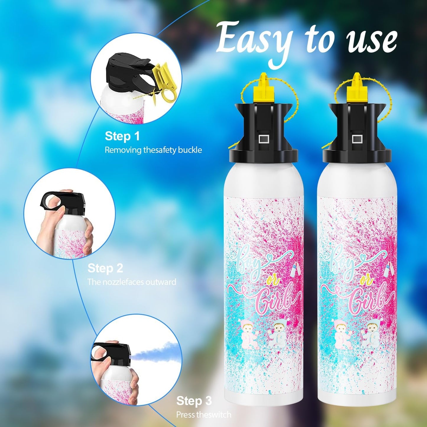 Large Gender Reveal Fire Extinguisher Color Blasters: 2 Pcs Blue Blaster Only for Baby Boy with Blue Smoke suitable for Gender Reveal Party Decorations (blue)