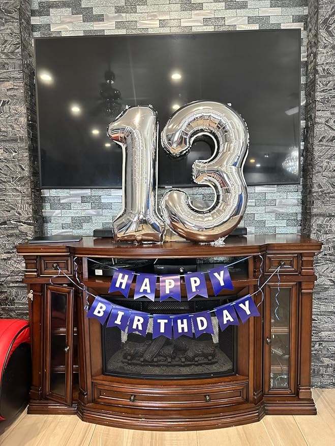 Numbers Balloon 3, 40 Inch Large Silver Balloon for Three Year Old Birthday Decor, 3 13 30 31 Birthday Party Decorations for Wedding Supplies