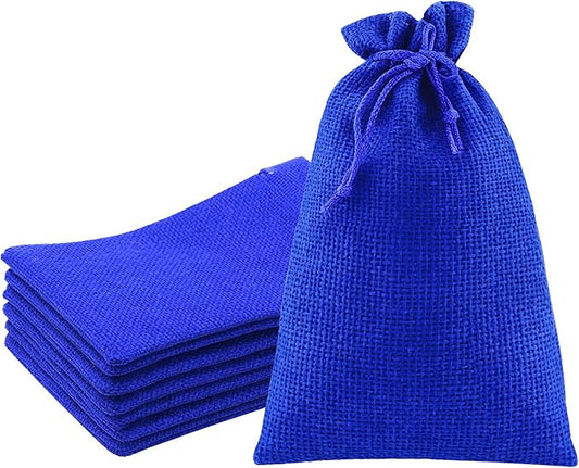 Mandala Crafts 10X14 Inch Royal Blue Burlap Drawstring Gift Bags for Favors - 20 Large Linen Sacks Gift Pouches for Candy, Coffee, Jewelry, Wedding, and Party Supplies