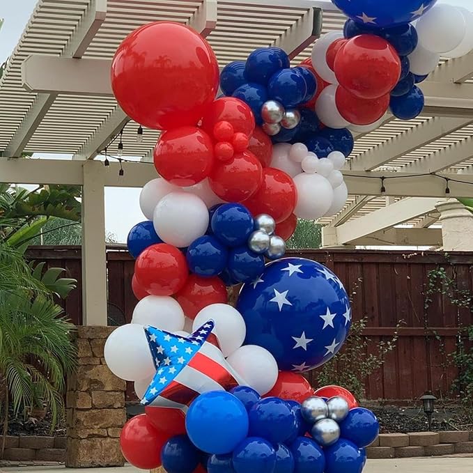YMSZ Red and Blue Balloon Garland Arch Kit, 134pcs Royal Blue and Red Latex Balloons for Birthday, Graduation, Independence Day Decorations