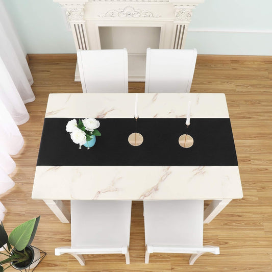 DUALIFE Jet Black Table Runner 14x108 inch Solid Color Thick Polyester Decorative Cloth Handcrafted for Wedding Party Birthday Graduations Banquet,Restaurant & Outdoors 1 Piece