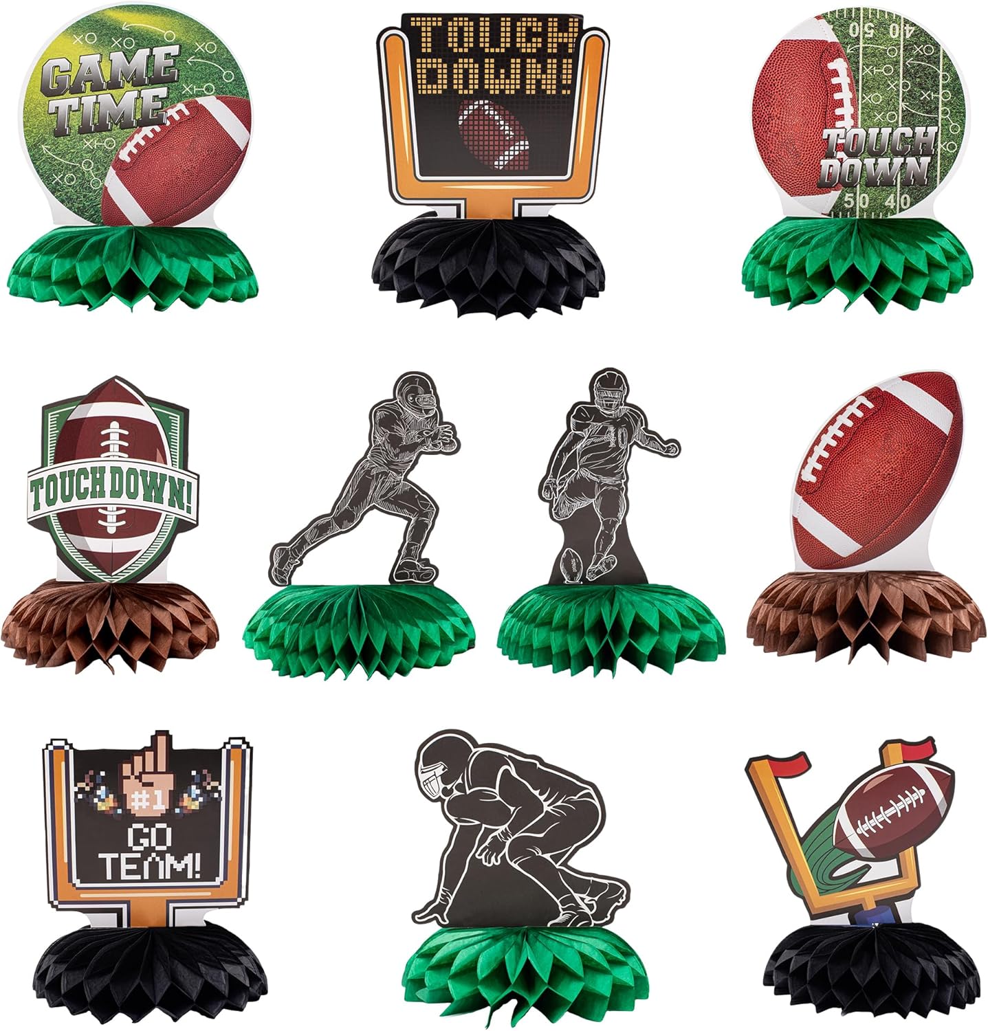 Football Party Table Decorations,Football Birthday Honeycomb Centerpieces Table Toppers,Game Day Party Table Decor Centerpiece Ornaments Supplies