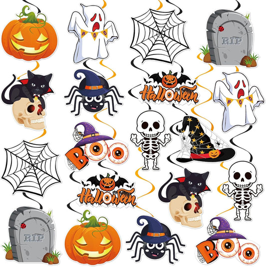 40Pcs Halloween Hanging Swirl Decorations, Halloween Hanging Streamers Ceiling Decor with Pumpkin Spider Ghost for Home Office School Trick or Treat Party Decor Supplies