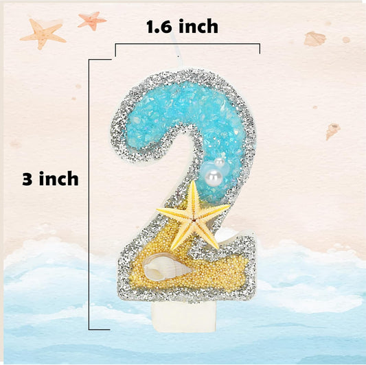 Birthday Candle for Cake, Beach Starfish Sequins Candles, 2.76 inch Cake Topper Decoration for Birthday Party (Number 26)