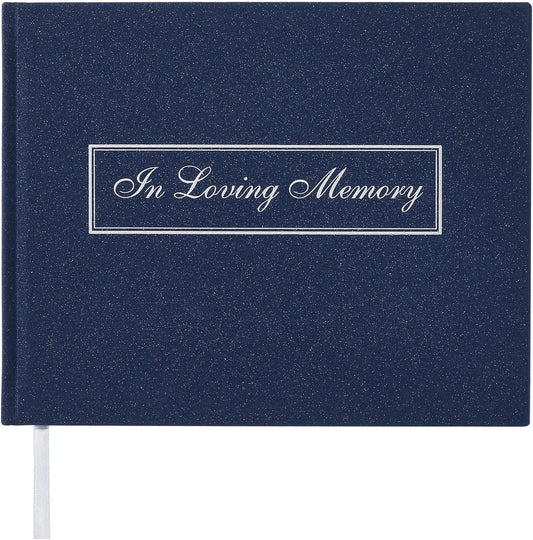 Funeral Guest Book for Memorial Service in Loving Memory Guest Book for Funeral Guest Sign in Book (Book, Navy)