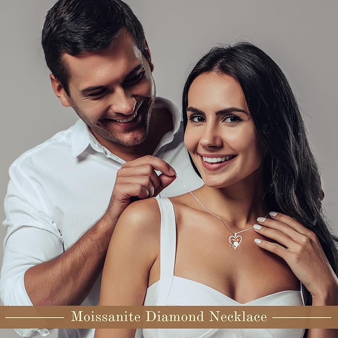 MOOSEA Valentines Day Gifts for Wife Mom - S925 Sterling Silver 1-3 ct D Color VVS1 Clarity Moissanite Necklace, Anniversary Birthday Gift for Her