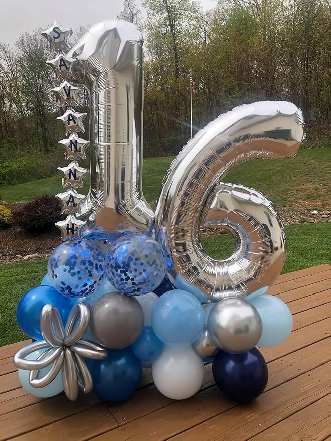 Silver Number 60 Balloon 40 inch, 60 Number Balloons, 60th Silver Birthday Decorations for Girls Boys Kids, 60 Year Old Women Men Silver Party Supplies