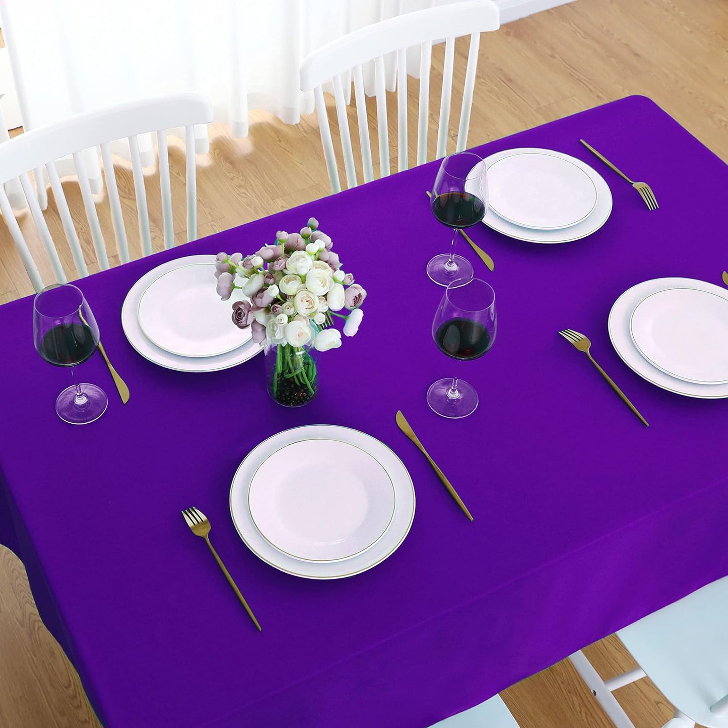 FOLINS&HOME Purple Square Tablecloth 70 x 70 Wrinkle Free Waterproof Polyester Table Cloths, Spillproof Heavy Duty and Washable Table Cover for Party, Banquet, Indoor and Outdoor - Rectangle/Oblong