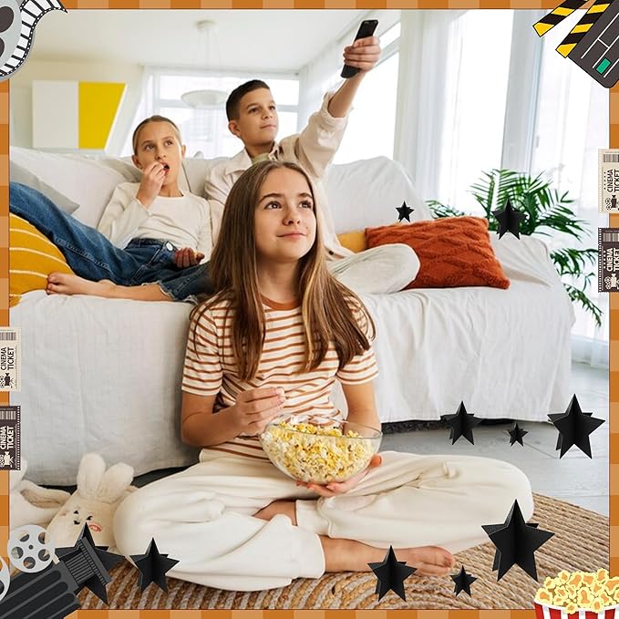 70 Pcs Black Star Centerpieces for Movie Night Party Decorations 3D 2025 Graduation Table Decor 3 Sizes 8" 5" 3" Red Carpet Film Show Theme Birthday Party Back to School Table Decor