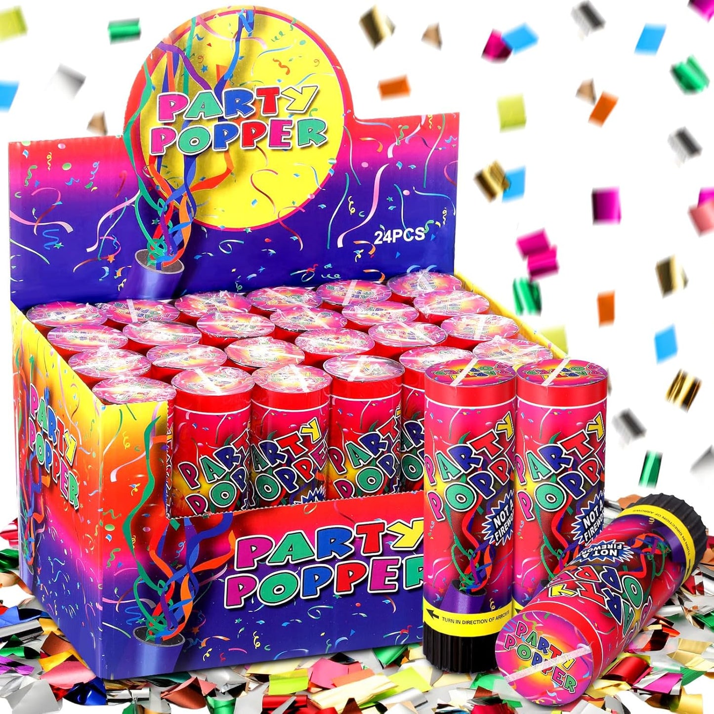 Honoson 24 Pcs Confetti Poppers Cannons Confetti Shooters Air Compressed Cannon for Wedding Birthday Party Bridal Shower Graduation Decoration Favor (6.1 Inch)