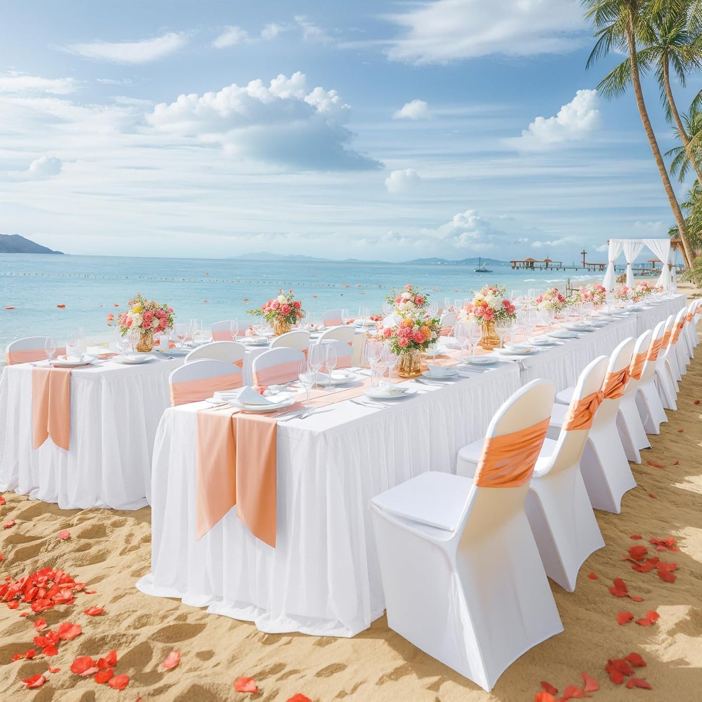 4 Pack White Tulle Tablecloths for 6 Foot Rectangular Tables, 72 x 30 Inch White Rectangle Table Cloth, Wrinkle Free Table Cover with Tutu Skirt for Wedding Birthday Party Banquet Buffet Decorations