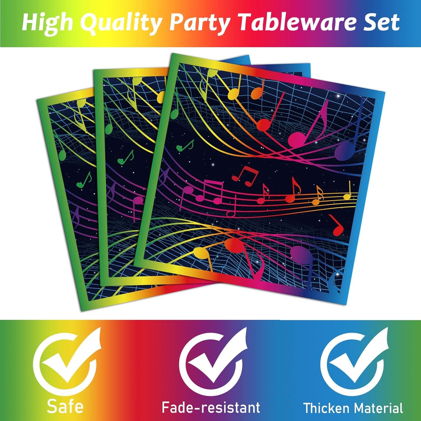 50 Guests Music Birthday Decorations Music Plates and Napkins Party Supplies Musical Themed Music Note Party Tableware Set Decorations Karaoke Party Plates Favors for Birthday Baby Shower 200 PCS