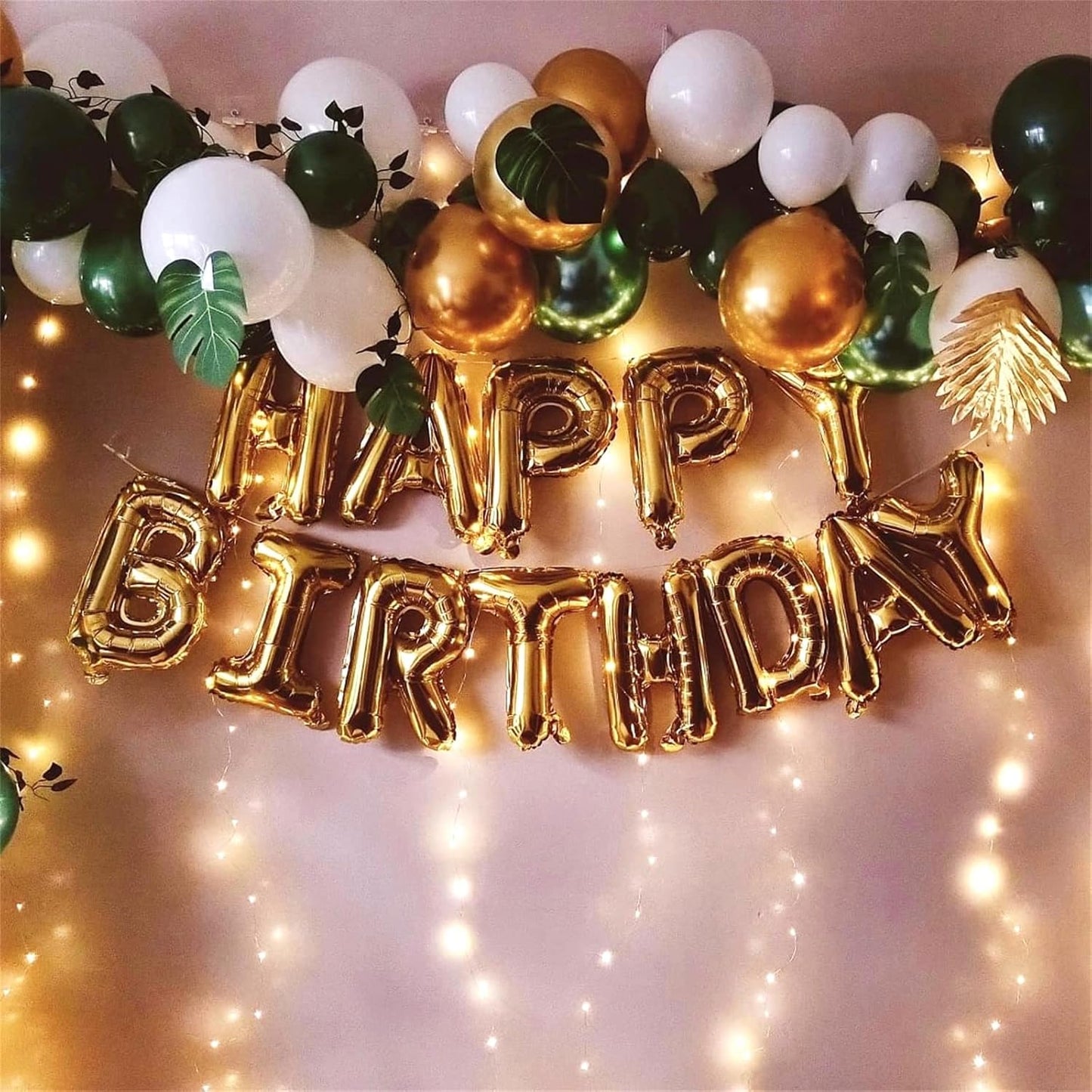 Gold Happy Birthday Mylar Foil Balloon Banner, 16 Inch Letter Balloons Bunting for Women, Men, Girls, Boys Birthday Party Decorations