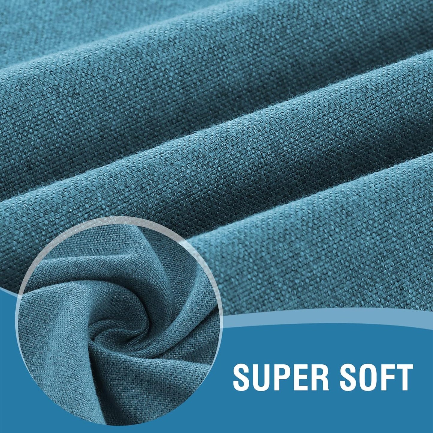 H.VERSAILTEX Linen Textured Tablecloth Round 70 inch Waterproof Decorative Table Cloth Spill-Proof Linen Look Cover for Party Table Extra Soft and Thick Fabric Wrinkle Free, Heather Storm Blue