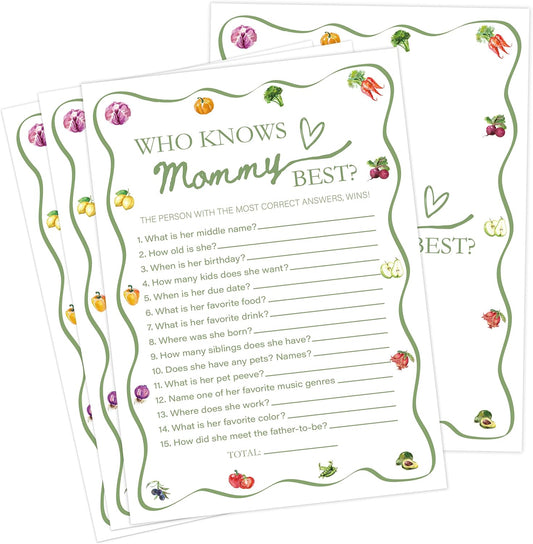 Locally Grown Baby Shower Games, Farmers Market Who Knows Mommy Best Game for 30 Guests with Game Cards, Gender Reveal, Baby Shower Supplies & Decorations (DV42)