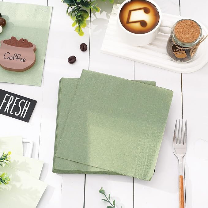 Whaline 150 Pack Sage Green Paper Napkin 3 Sage Green Colors Disposable Luncheon Napkins Dinner Napkins for Wedding Party Celebration Gathering Supplies Table Decorations