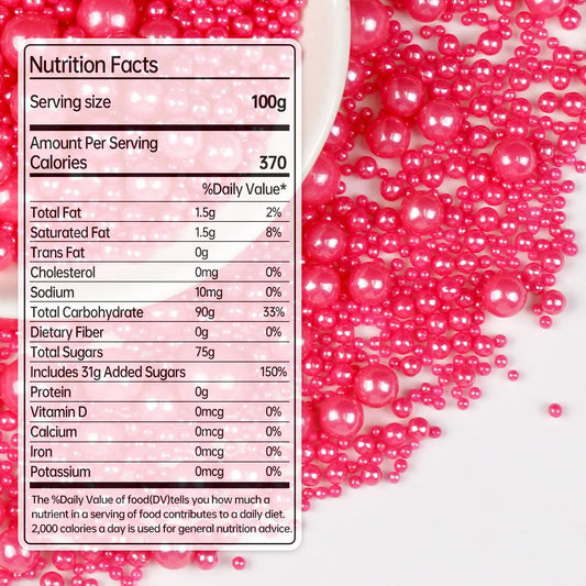 Deep Pink Pearl Sprinkles, Edible Candy Sugar Pearls, 150g/5.29oz, Pink Sprinkles for Cake Decorating, Baking Cake Decorations, Cupcakes, Foodgrade Toppers, Wedding Party Chirstmas Supplies