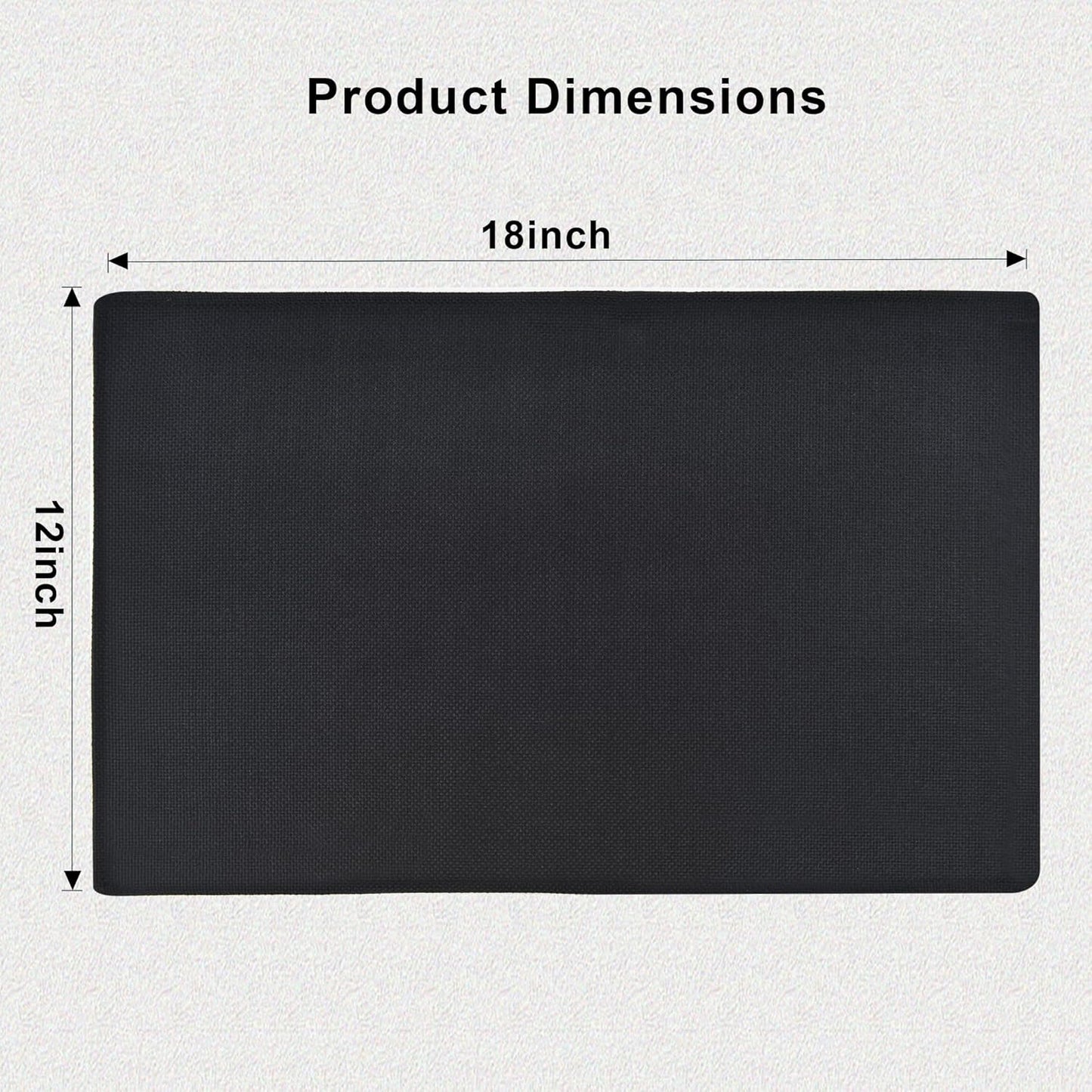 SLKQG Black Linen-Look Fabric Placemats Set of 4, Heat Resistant & Machine Washable Double-Layered Cloth Placemats for Dining Table, Indoor/Outdoor Use, Non-Slip Kitchen Table Mats (4, Black)