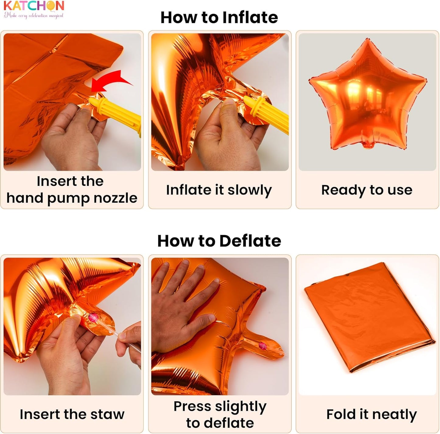 Katchon, Metallic Brown And Orange Star Foil Balloons 18 Inch - Pack of 12 | Orange Balloons for Thanksgiving Decorations, Thanksgiving Foil Balloons, Bachelorette Party Decor, Baby Shower Decorations