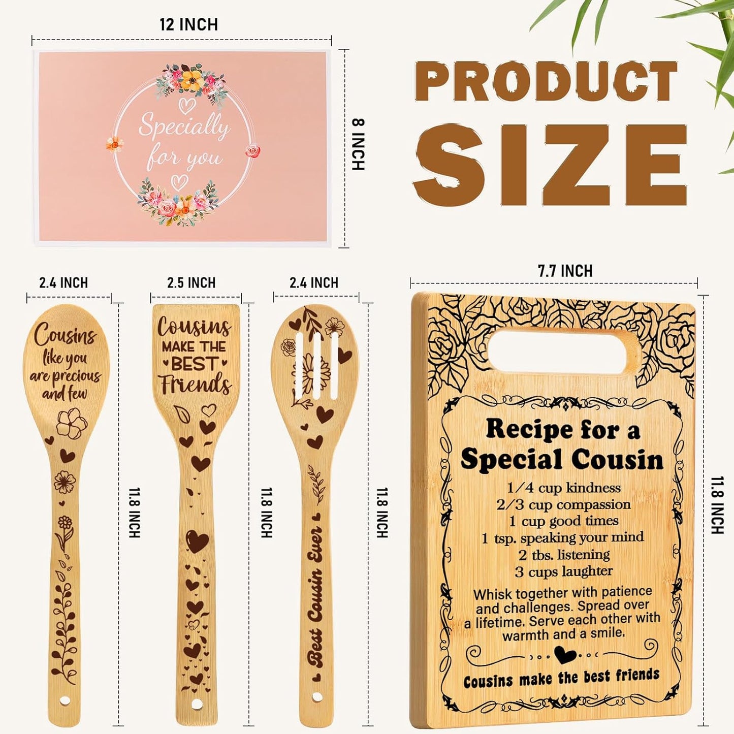 Cousin Gifts for Women Christmas, Birthday Gift for Cousin Women Cutting Board Set, Thank You Gifts Christmas Gifts Wedding Gifts for Cousin from Sister Brother