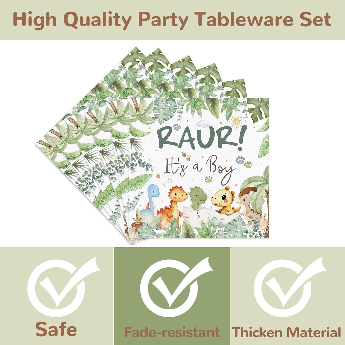 168PCS Watercolor Dinosaur Party Supllies for Kids Cartoon Dino Birthday Party Decorations Plates Cups Napkins Cups Forks Knives and Straws Tableware Set for 24 Guests