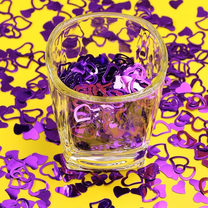 ONLYKXY 1200Pcs Love Heart Shaped Confetti, Table Wedding Decoration, Glitter Confetti for Wedding Party (Purple)