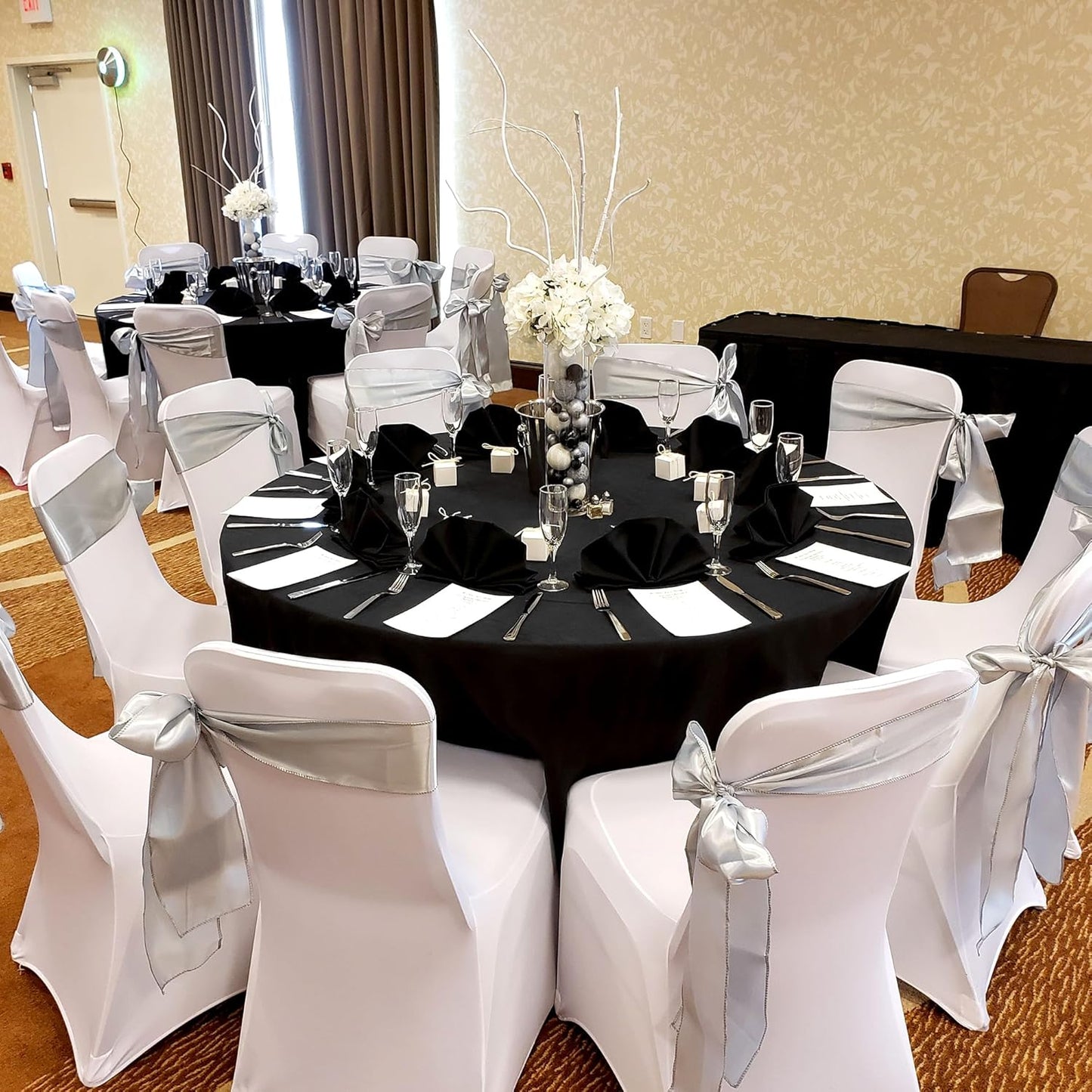 Fitted Table Cloth Round Cover 4ft-Spandex Elastic Table Covers 6 Pack 48 Inch-Black Small Stretch Folding Tablecloth for Weddings Banquets Restaurant Event Parties Vendor Stand Tables