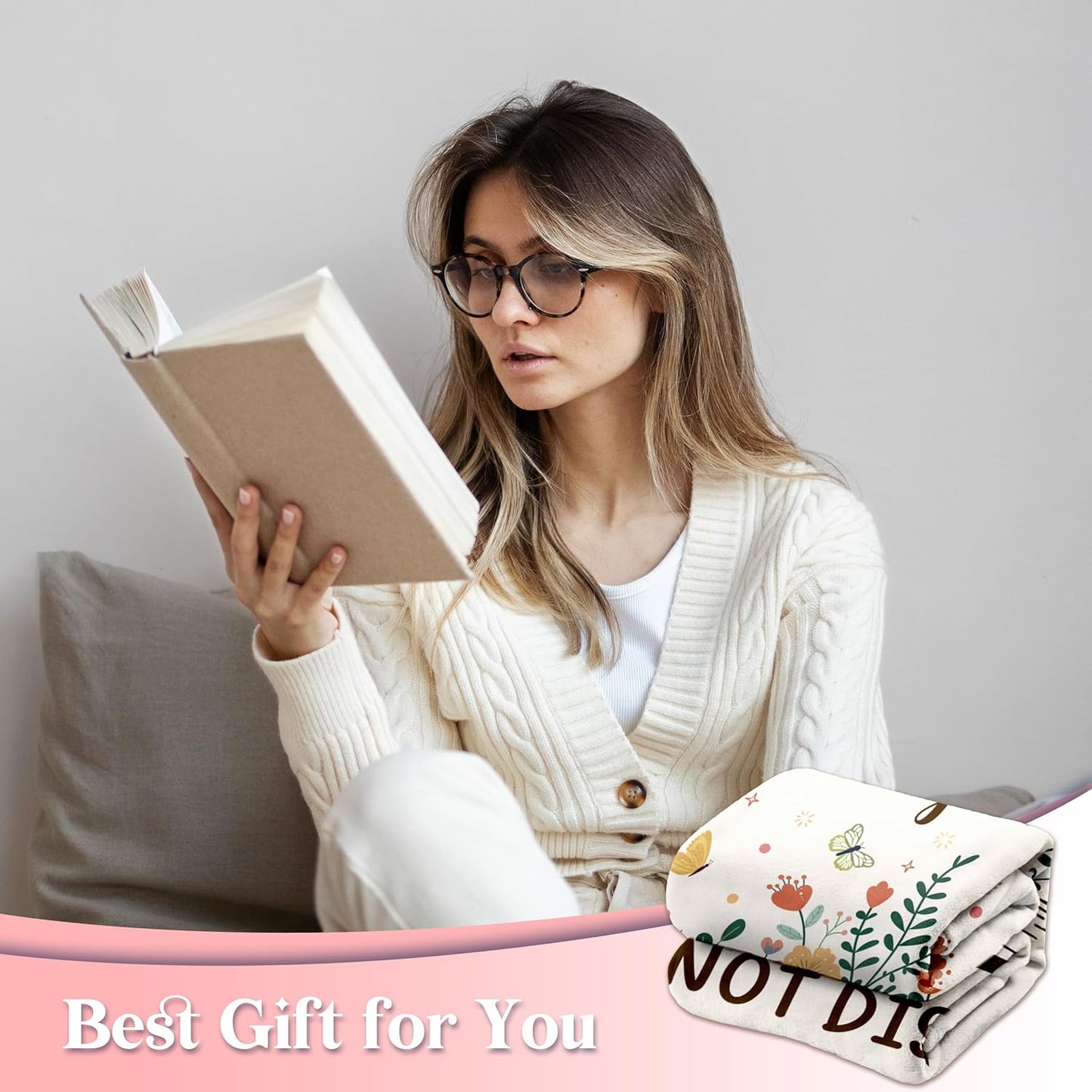 Book Lovers Gifts for Women Men, Flannel Soft Book Reading Blanket Decor, Book Reader Gifts for Christmas Birthday, Reading Accessories, Bookish Bookworm Gift - 50x60 inches