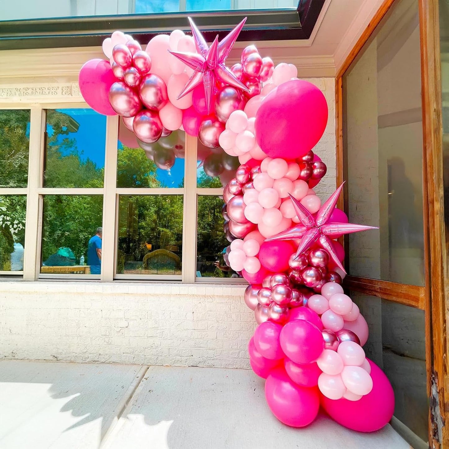 Pink Balloons 12 Inch Hot Pink Metallic Pink Balloons Baby Pink Confetti Latex Balloon Dark Magenta Pink Party Balloons for Bitrhday Valentine's Day Baby Shower Wedding Kit Princess Decorations