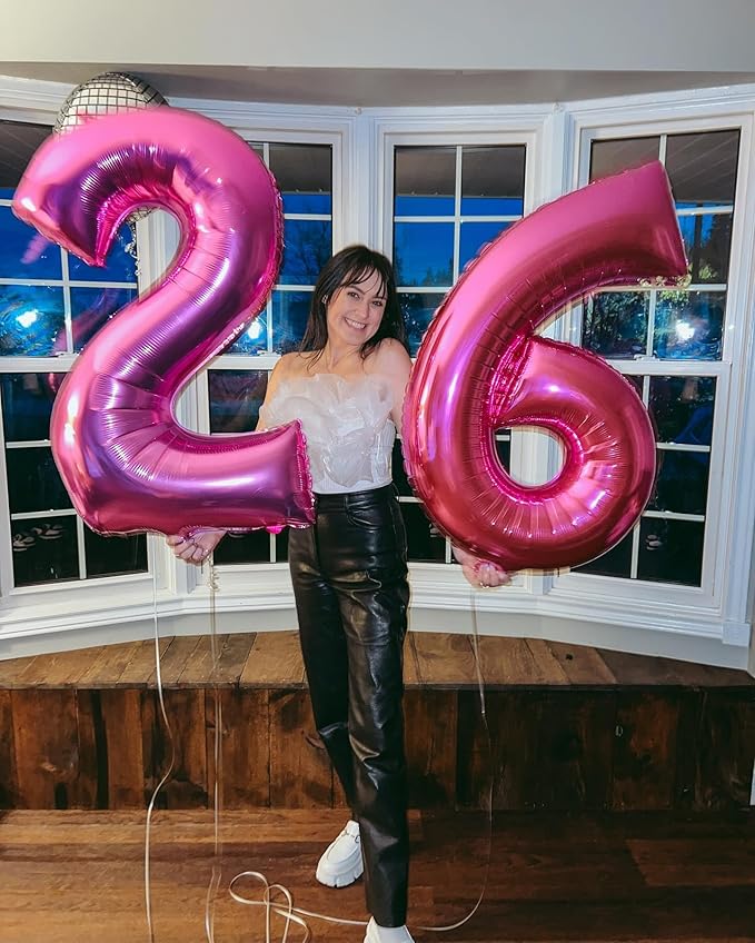 Hot Pink Number 6 Balloon 40 Inch, 6th Birthday Party Decorations for Children, Giant 6 Foil Balloon for Party Supplies